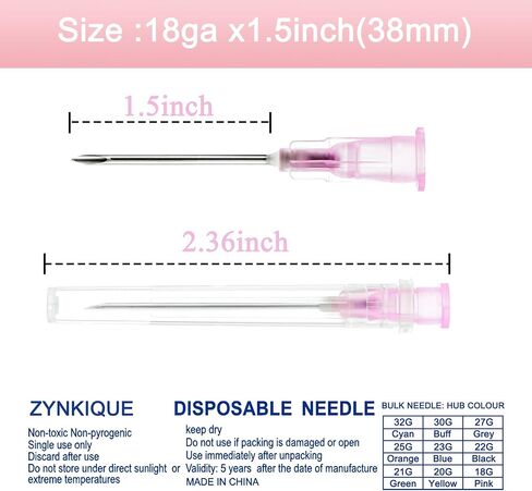 100Pack 18 Gauge 1.5 Inch Needle, Disposable Luer Lock Individually Sealed Wrapped, Labs Tools Accessories for Scientific, Measuring and Refilling, Industrial in Kuwait