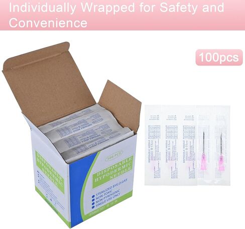 100Pack 18 Gauge 1.5 Inch Needle, Disposable Luer Lock Individually Sealed Wrapped, Labs Tools Accessories for Scientific, Measuring and Refilling, Industrial in Kuwait