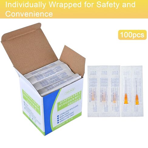 100Pack 18 Gauge 1.5 Inch Needle, Disposable Luer Lock Individually Sealed Wrapped, Labs Tools Accessories for Scientific, Measuring and Refilling, Industrial in Kuwait