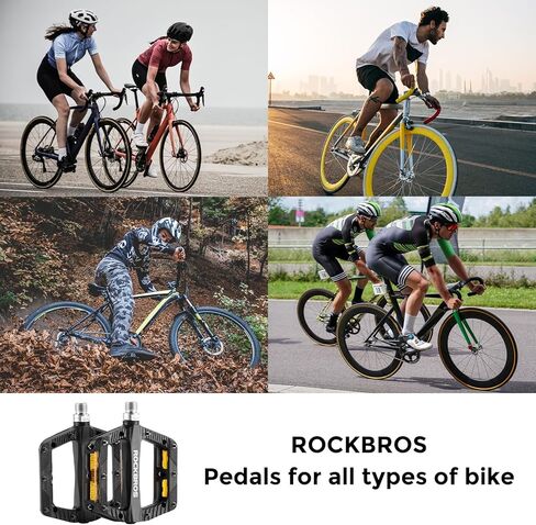 ROCKBROS Mountain Bike Pedals Bicycle Nylon Pedals 9/16 Inch Sealed Bearing Lightweight Platform for Road Mountain BMX MTB Bike in Saudi Arabia