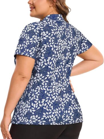 Misyula Style Plus Size Womens Golf Shirt قصيرة الأكمام القمصان البولو Zip Up Collared عرض التنس الرياضي غير الرسمي Tops XL-5XL in Saudi Arabia