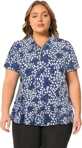 Misyula Style Plus Size Womens Golf Shirt قصيرة الأكمام القمصان البولو Zip Up Collared عرض التنس الرياضي غير الرسمي Tops XL-5XL in Saudi Arabia