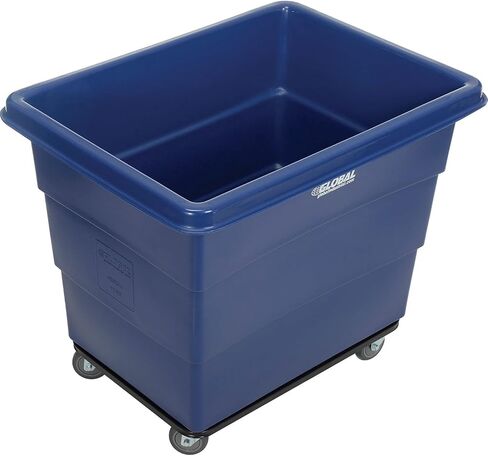 Global Industrial 12 Bushel Plastic Bulk Box Truck, Steel Chassis Base, 1000 lbs. Capacity, 4" Non-Maring Rubber Casters, Blue, 38-2/5"L x 28-9/10"W x 33" H in Saudi Arabia