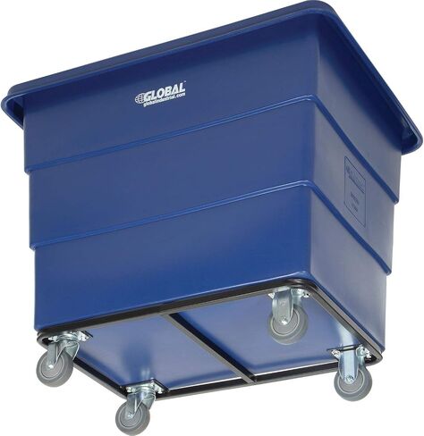 Global Industrial 12 Bushel Plastic Bulk Box Truck, Steel Chassis Base, 1000 lbs. Capacity, 4" Non-Maring Rubber Casters, Blue, 38-2/5"L x 28-9/10"W x 33" H in Saudi Arabia