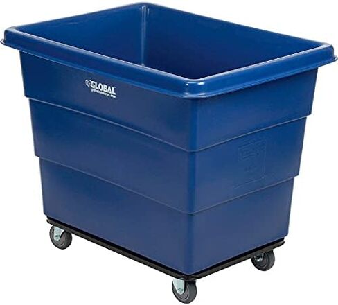 Global Industrial 12 Bushel Plastic Bulk Box Truck, Steel Chassis Base, 1000 lbs. Capacity, 4" Non-Maring Rubber Casters, Blue, 38-2/5"L x 28-9/10"W x 33" H in Saudi Arabia