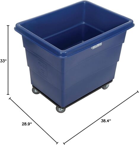 Global Industrial 12 Bushel Plastic Bulk Box Truck, Steel Chassis Base, 1000 lbs. Capacity, 4" Non-Maring Rubber Casters, Blue, 38-2/5"L x 28-9/10"W x 33" H in Saudi Arabia