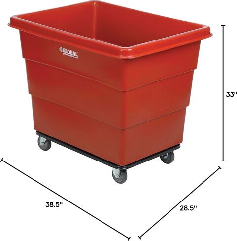 Global Industrial 12 Bushel Plastic Bulk Box Truck, Steel Chassis Base, 1000 lbs. Capacity, 4" Non-Maring Rubber Casters, Blue, 38-2/5"L x 28-9/10"W x 33" H in Saudi Arabia