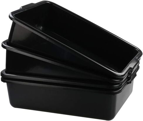 4-Pack 25 L Commercial Bus Box/Tote Box, Plastic Utility Bus Tub, Black in Saudi Arabia