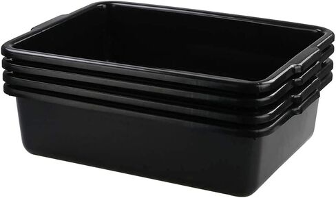 4-Pack 25 L Commercial Bus Box/Tote Box, Plastic Utility Bus Tub, Black in Saudi Arabia