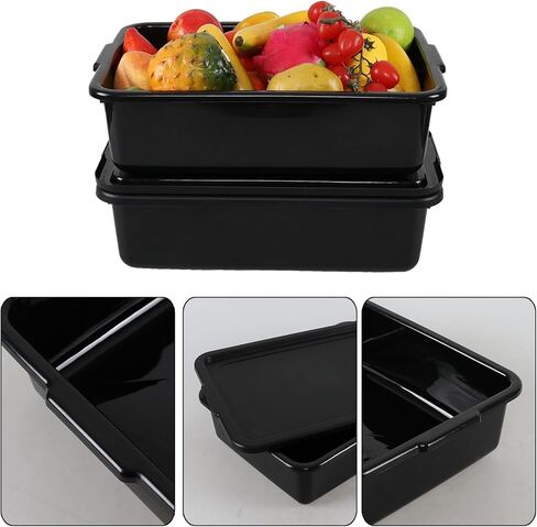 حوض حافلة بحافلة تجاري بلاستيكي 13 لتر مع غطاء ، حافلات صحن مطعم 3 عبوات ، أسود in Kuwait
