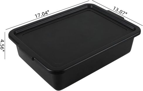 حوض حافلة بحافلة تجاري بلاستيكي 13 لتر مع غطاء ، حافلات صحن مطعم 3 عبوات ، أسود in Kuwait