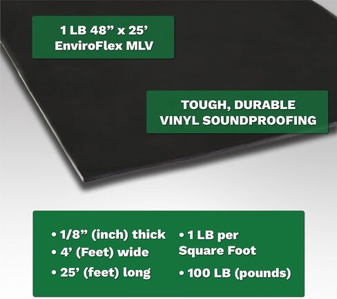 1 LB Mass Loaded Vinyl 4’x10’ (40 SF) – MLV Soundproofing Barrier for Walls, Ceilings, Vehicles – 26 STC Rating – Flexible Noise Blocker Roll – Easy to Cut & Install - Multiple Options in Saudi Arabia