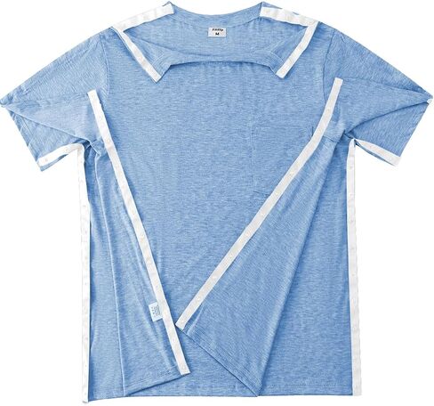 Men's Post Shoulder Surgery Shirts Tear Away Recovery Short Sleeve Full Open Side Snap Chemo Shirt Adaptive Clothing in Saudi Arabia