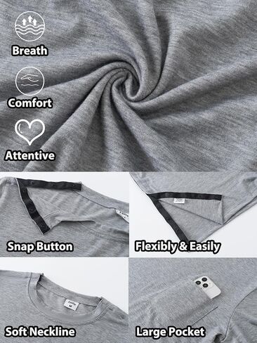 Men's Post Shoulder Surgery Shirts Tear Away Recovery Short Sleeve Full Open Side Snap Chemo Shirt Adaptive Clothing in Saudi Arabia