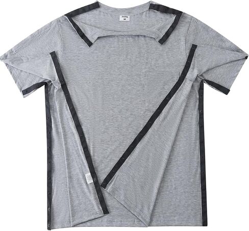 Men's Post Shoulder Surgery Shirts Tear Away Recovery Short Sleeve Full Open Side Snap Chemo Shirt Adaptive Clothing in Saudi Arabia