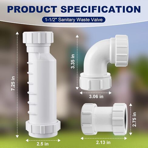 Dreyoo 1-1/2 "مجموعة صمام النفايات الصحية ، متوافقة مع Wavin BV1B/UB النفايات ، يمنع فشل الرائحة والضغط مع غشاء الختم الذاتي ، للربع الفقري ، المصارف ، المراحيض ، الاستحمام in Kuwait