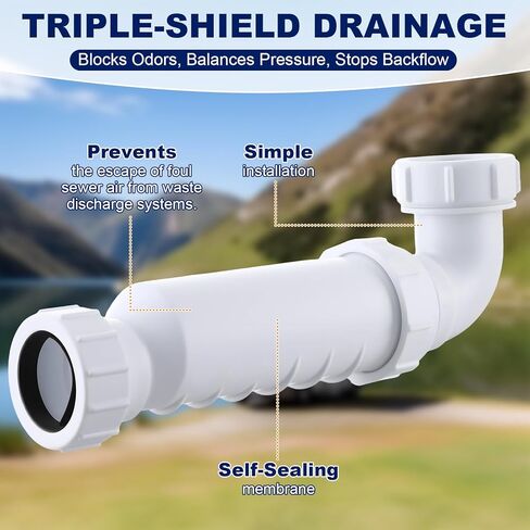 Dreyoo 1-1/2 "مجموعة صمام النفايات الصحية ، متوافقة مع Wavin BV1B/UB النفايات ، يمنع فشل الرائحة والضغط مع غشاء الختم الذاتي ، للربع الفقري ، المصارف ، المراحيض ، الاستحمام in Kuwait