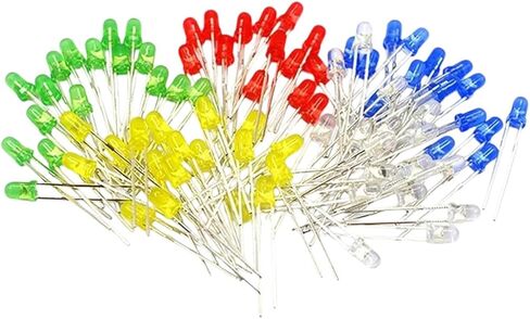 100pcs 3mm 5mm LED LED SIDES DIODES 5 ألوان المكونات الإلكترونية باللونين الأحمر الأزرق الأزرق الأبيض الأصفر اللون DIY LED مصباح جديد للوصول 2025 عالية للجودة in Kuwait