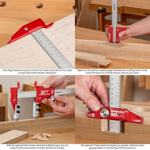 Woodpeckers Bigcal Woodworking Calipers مجموعة Deluxe ، 12in/300mm و 24in/600mm ، مصنوعة الولايات المتحدة ، مراجع وخارجية مراجع وعمق - BC -DLX in Saudi Arabia
