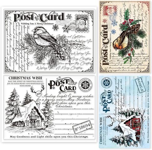 GLOBLELAND Christmas Landscape Clear Silicone Stamps for DIY Card Making Reindeer Cabin Silicone Transparent Stamp Winter Clear Stamps for Scrapbooking Photo Album Journal Decoration 8.27x5.83inch in Saudi Arabia