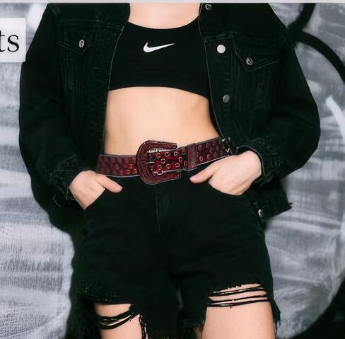 حزام حجر الراين النمر بطبعة أحزمة bling للنساء الفاخرة bb y2k cowgirl أحزمة لجينز ، حزام الهدايا في المهرجان in Saudi Arabia
