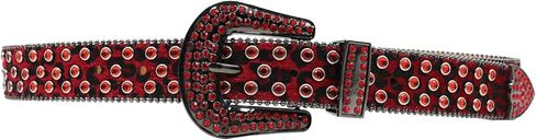 حزام حجر الراين النمر بطبعة أحزمة bling للنساء الفاخرة bb y2k cowgirl أحزمة لجينز ، حزام الهدايا في المهرجان in Saudi Arabia