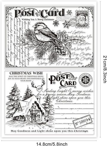 GLOBLELAND Christmas Landscape Clear Silicone Stamps for DIY Card Making Reindeer Cabin Silicone Transparent Stamp Winter Clear Stamps for Scrapbooking Photo Album Journal Decoration 8.27x5.83inch in Saudi Arabia