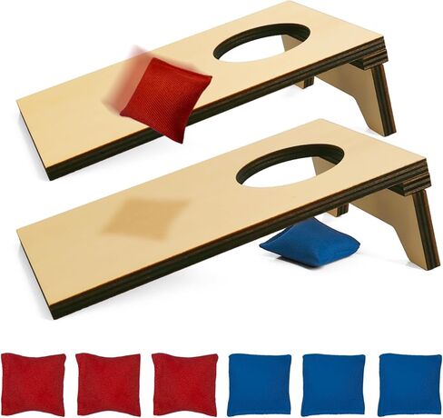 2PCS Mini Tabletop Cornhole Boards, 4.7" W x 7.7" L Wooden Desktop Toss Game with 8 Bean Bags, Portable Game Set for Travel Home in Kuwait