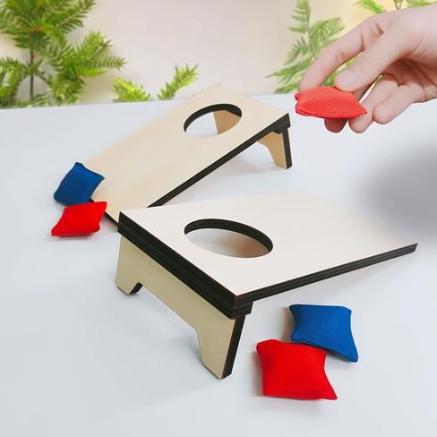 2PCS Mini Tabletop Cornhole Boards, 4.7" W x 7.7" L Wooden Desktop Toss Game with 8 Bean Bags, Portable Game Set for Travel Home in Kuwait
