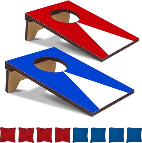 2PCS Mini Tabletop Cornhole Boards, 4.7" W x 7.7" L Wooden Desktop Toss Game with 8 Bean Bags, Portable Game Set for Travel Home in Kuwait
