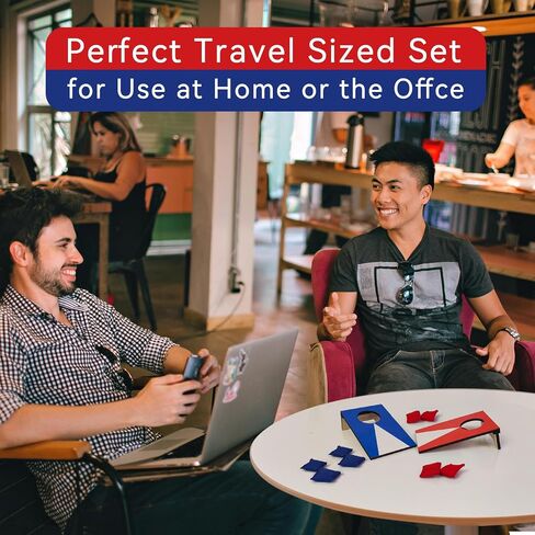 2PCS Mini Tabletop Cornhole Boards, 4.7" W x 7.7" L Wooden Desktop Toss Game with 8 Bean Bags, Portable Game Set for Travel Home in Kuwait