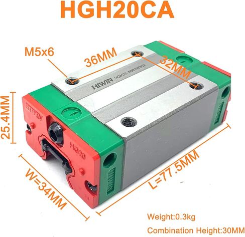 Original New HIWIN Linear Guide HGH20CA HGH20HA HGW20CC HGW20HC HGR20 Rails Carriage Bearings Slider Guideway (HGW20CC Block) in Saudi Arabia