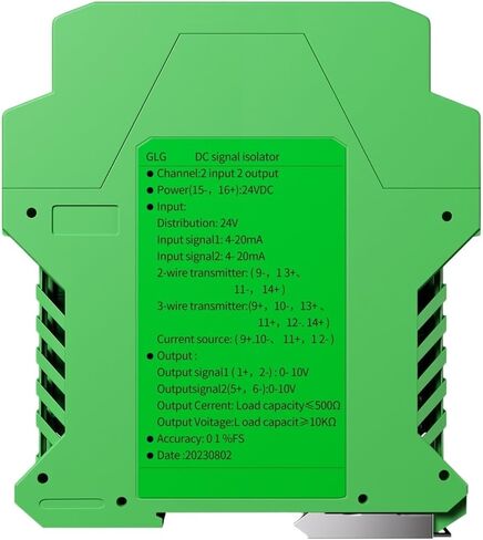 MNEXQML 1PCS Signal Isolator 4-20mA 0-10V Signal Converter 1 in 1 Out 2 in 2 Out 4 to 20mA 0 to 10V Signal Isolator(2IN2OUT,Output 0-10V_Input 0-10V_DC24V) in Saudi Arabia