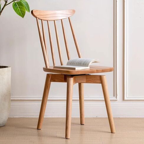Office Chair Solid Wood Kitchen Dining Chair Swivel Book Chair Home Armless Side Chair Suitable for Home, Terrace and Restaurant Home Office Desk Chairs(B) in Saudi Arabia