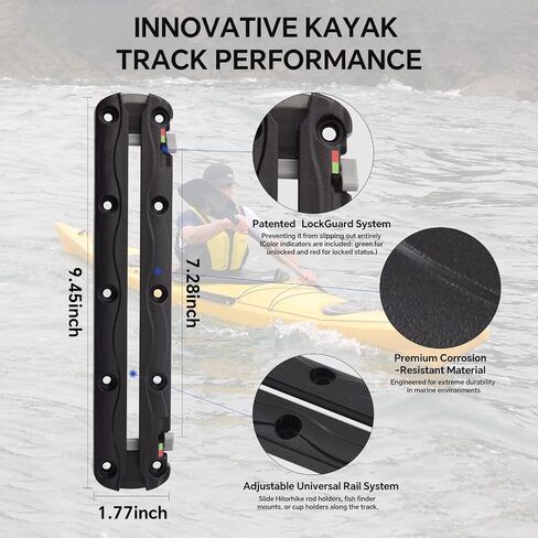 Hitorhike Pro Kayak Fishing Track with Manual Lock - All-Water Ready Rail System, Fast Installation for Rods Finders Cups - Fits Kayaks Jon Boats and Small Boats in Saudi Arabia
