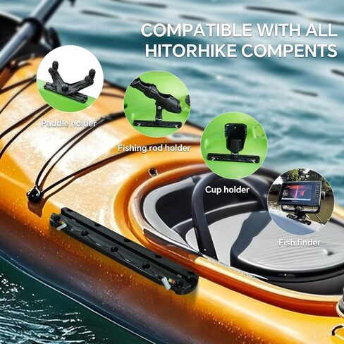 Hitorhike Pro Kayak Fishing Track with Manual Lock - All-Water Ready Rail System, Fast Installation for Rods Finders Cups - Fits Kayaks Jon Boats and Small Boats in Saudi Arabia