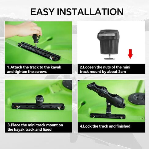 Hitorhike Pro Kayak Fishing Track with Manual Lock - All-Water Ready Rail System, Fast Installation for Rods Finders Cups - Fits Kayaks Jon Boats and Small Boats in Saudi Arabia