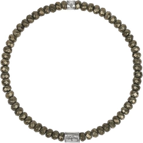 KARMA AND LUCK - Stress Soother - Men's Genuine Onyx Evil Eye 925 Sterling Silver Tube Beaded Bracelet. Protection Bracelet for Men. Size: 7.5" Stretch. Ready to Gift for Him. in Kuwait