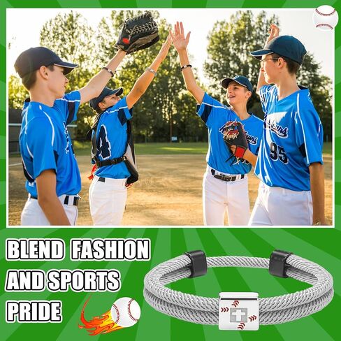 6 Pack Baseball Braided Cross Bracelets Strand for Teen Men Back to School Gift Christian Religious Stainless Steel Adjustable Rope Wristband Jesus Sport Jewelry Team Bulk for Player Coaches in Saudi Arabia