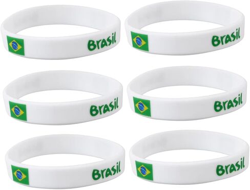 Imikeya 6pcs السيليكون البرازيلي Flag Wristbands - للأحداث الرياضية والاحتفالات ، 6.50 × 6.50x1.60 سم ، السيليكون ، لا الأحجار الكريمة in Kuwait