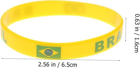 Imikeya 6pcs السيليكون البرازيلي Flag Wristbands - للأحداث الرياضية والاحتفالات ، 6.50 × 6.50x1.60 سم ، السيليكون ، لا الأحجار الكريمة in Kuwait