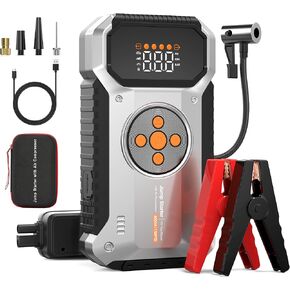 Car Jump Starter with Air Compressor, 4000A Jump Starter (All Gas/9L Diesel), 12V Car Battery Jump Box with 150 PSI Tire Inflator, 3 Modes Flashlight, Jumper Cables, Storage Case in Kuwait