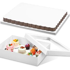 10 PCS 19x14x44 بوصة صناديق كعكة نصف ورقة 5 مساءً مربعات مخبز مستطيل كبير مع لوحات كعكة 5pcs لخبز المعجنات ، الكعك ، الكعك ، ملفات تعريف الارتباط ، فطيرة تعبئة التعبئة والتغليف in Kuwait