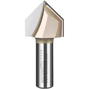 Arden 90 DEGENT V BIT 1/2 "Carbide Triangle V-Groove جهاز التوجيه بتات الخشب الشجاع 3D Engraving لـ MDF Hardwood (12.7x28.6) in Kuwait