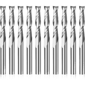 10pcs 3.175 1/8 Shank 2 Flute Spiral Milling Cutter CNC Flat Nose End Mill Engraving Router Bit for Wood Carbide Tool Endmill(3.175x2.0x12) in Kuwait