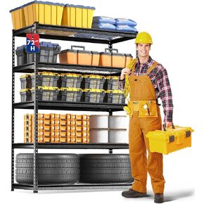 Workpro 5-Layer Heavy Duty Storage Rack ، 48 "W × 24" D X 72 "H ، وحدة رفوف قابلة للتعديل مع إجمالي 4000 رطل ، للمرآب ، المطبخ ، الحمام ، المستودع in Kuwait
