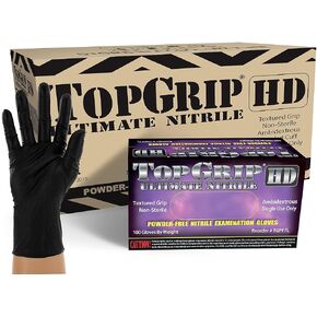TopGrip HD 7 Mil Heavy-Duty Black Nitrile Exam Gloves, Disposable, Case/1000 (1000, Extra Large) in Saudi Arabia