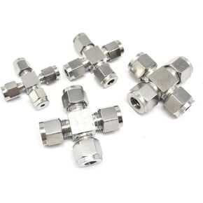 O/D 3-12mm 1/8 1/4 3/8 1/2 بوصة 304 من الفولاذ المقاوم للصدأ على قدم المساواة 4 طرق الأكمام محول موصل الهواء الهوائي 2pcs (Fit Tube OD 6mm) in Kuwait