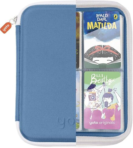 YOTO Card Case in Blue Bird – Kids Accessory, Soft Portable Folder with Zipper & 64 Pockets for Player & Mini Audiobook Cards, Binder Sleeve Holder for Travel in Saudi Arabia