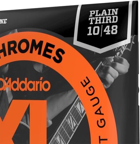 D'Addario Guitar Strings - XL Chromes Electric Guitar Strings - Flat Wound - Polished for Ultra-Smooth Feel and Warm, Mellow Tone - ECG23-PL - Extra Light, Plain Third, 10-48, 1-Pack in Saudi Arabia